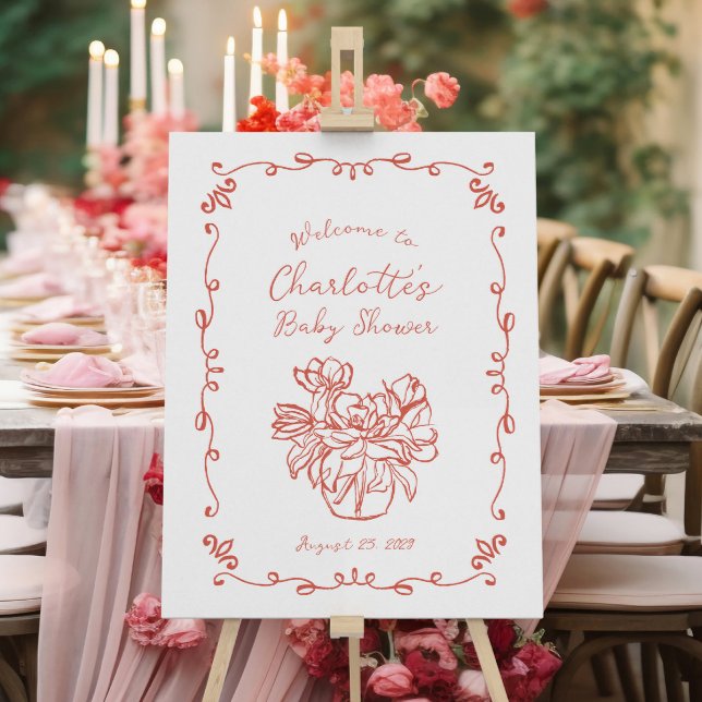 Whimsical Handwritten Illustrated Baby Shower Sign (Creator Uploaded)