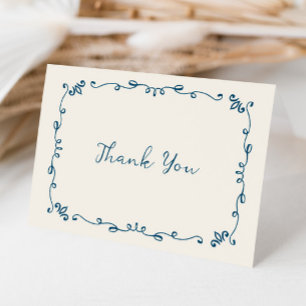 Whimsical Handwritten Illustrated Wedding Details Letterpress Thank You Card