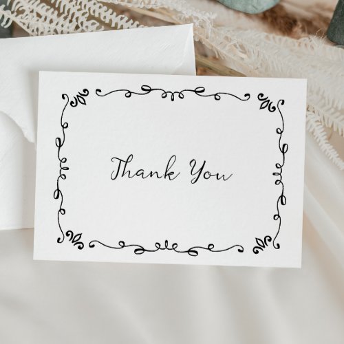 Whimsical Handwritten Illustrated Wedding Details Thank You Card