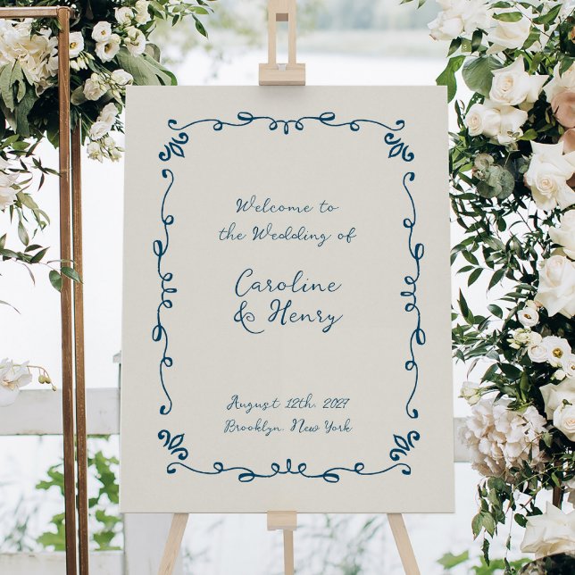 Whimsical Handwritten Illustrated Wedding Sign (Creator Uploaded)