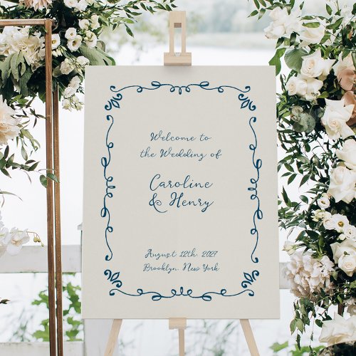 Whimsical Handwritten Illustrated Wedding Sign