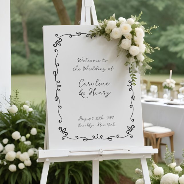 Whimsical Handwritten Illustrated Wedding Sign (Creator Uploaded)