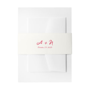 Whimsical Handwritten Script Monogram Wedding Invitation Belly Band