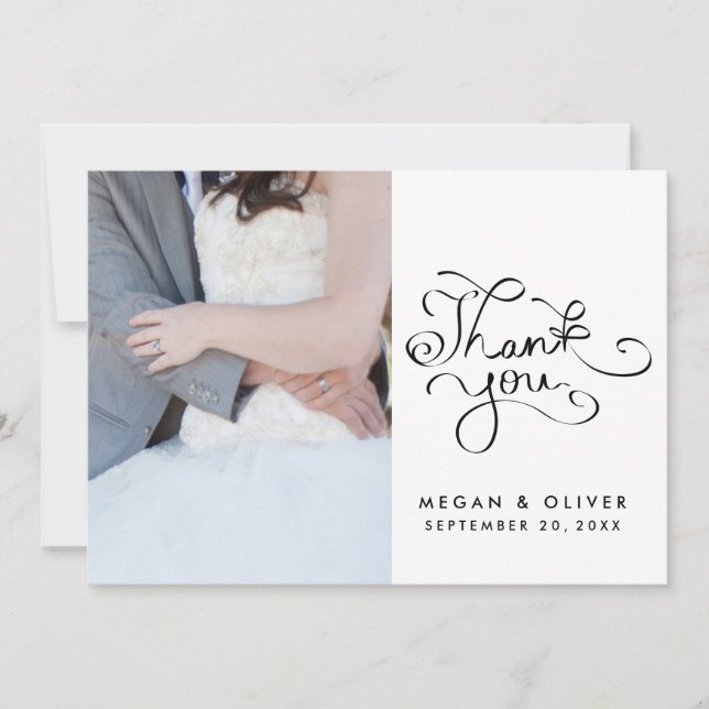Whimsical Handwritten Thank You Wedding Photo (Front)