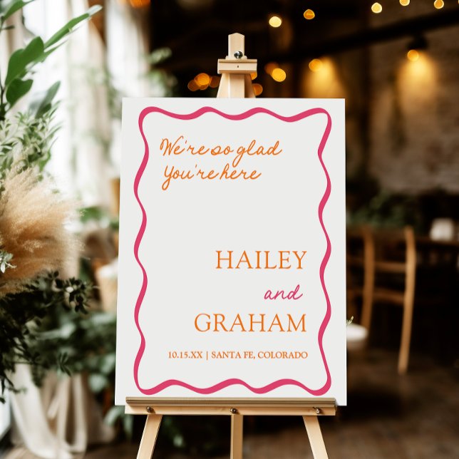 Whimsical Handwritten Wavy Border Wedding Sign (Creator Uploaded)