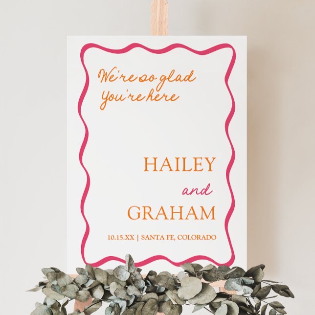 Whimsical Handwritten Wavy Border Wedding Sign (Creator Uploaded)