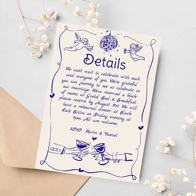 Whimsical Handwritten Wedding Details  RSVP Card (Creator Uploaded)