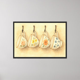 Whimsical Hanging Teacups Canvas Print