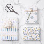 Whimsical Hanukkah assorted  Wrapping Paper Sheets<br><div class="desc">Hanukkah motifs in whimsical patterns for holiday gift wrap.</div>