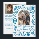 Whimsical Hanukkah Cute Custom Arch 3 PHOTO  Holiday Card<br><div class="desc">Perfect cute card for a fun holiday greeting! Hand made art for you! Perfect for a winter, hanukkah, holiday party or other event. FULLY CUSTOMIZABLE! Click on “Personalize” above to edit the text and add your own photos. Click "edit using design tool" to adjust the fonts, colors and placements. (check...</div>