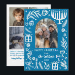 Whimsical Hanukkah Cute Custom Arch 4 PHOTO  Holiday Card<br><div class="desc">Perfect cute card for a fun holiday greeting! Hand made art for you! Perfect for a winter, hanukkah, holiday party or other event. FULLY CUSTOMIZABLE! Click on “Personalize” above to edit the text and add your own photos. Click "edit using design tool" to adjust the fonts, colors and placements. (check...</div>