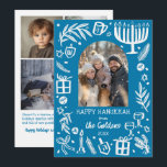 Whimsical Hanukkah Cute Custom Arch 4 PHOTO  Holiday Card<br><div class="desc">Perfect cute card for a fun holiday greeting! Hand made art for you! Perfect for a winter, hanukkah, holiday party or other event. FULLY CUSTOMIZABLE! Click on “Personalize” above to edit the text and add your own photos. Click "edit using design tool" to adjust the fonts, colors and placements. (check...</div>