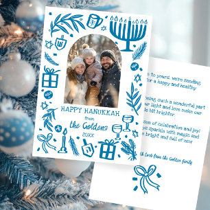 Whimsical Hanukkah Cute Custom Arch PHOTO Holiday Card