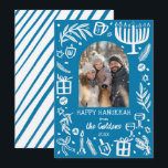 Whimsical Hanukkah Cute Custom Arch PHOTO  Holiday Card<br><div class="desc">Perfect cute card for a fun holiday greeting! Hand made art for you! Perfect for a winter, hanukkah, holiday party or other event. FULLY CUSTOMIZABLE! Click on “Personalize” above to edit the text and add your own photos. Click "edit using design tool" to adjust the fonts, colors and placements. (check...</div>