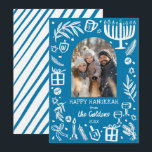 Whimsical Hanukkah Cute Custom Arch PHOTO  Holiday Card<br><div class="desc">Perfect cute card for a fun holiday greeting! Hand made art for you! Perfect for a winter, hanukkah, holiday party or other event. FULLY CUSTOMIZABLE! Click on “Personalize” above to edit the text and add your own photos. Click "edit using design tool" to adjust the fonts, colors and placements. (check...</div>