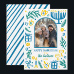 Whimsical Hanukkah Cute Custom Arch PHOTO  Holiday Card<br><div class="desc">Perfect cute card for a fun holiday greeting! Hand made art for you! Perfect for a winter, hanukkah, holiday party or other event. FULLY CUSTOMIZABLE! Click on “Personalize” above to edit the text and add your own photos. Click "edit using design tool" to adjust the fonts, colors and placements. (check...</div>