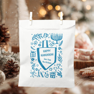 Whimsical Hanukkah Holiday Cute Driedel Custom Favor Bag