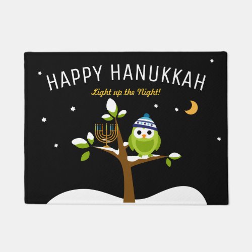 Whimsical Hanukkah Owl  Menorah Light up theNight Doormat