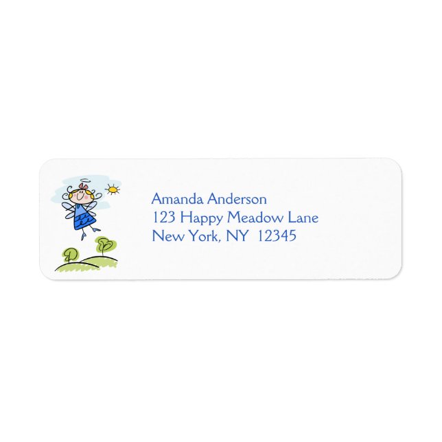 Whimsical Happy Angel Fairy Flying Outside Label (Front)