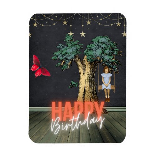 Whimsical Happy Birthday Surreal Altered Art   Magnet