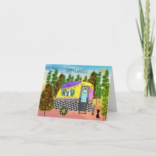 Whimsical Happy Campers Holiday Greeting Card