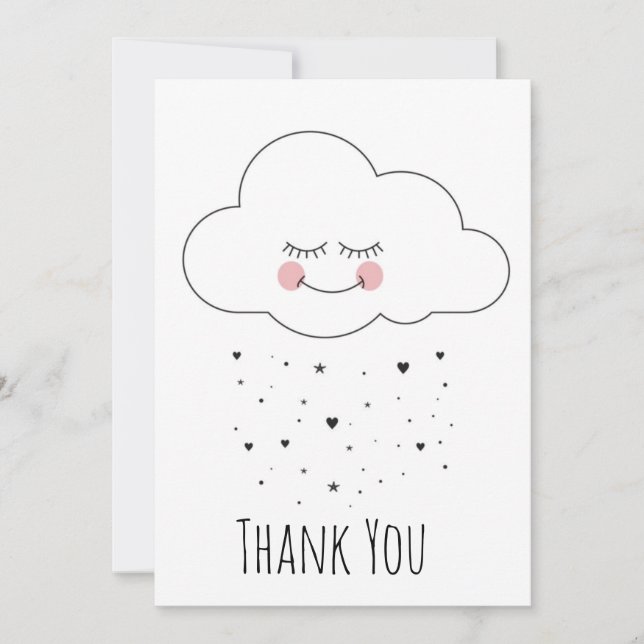Whimsical Happy Cloud Thank You Card (Front)