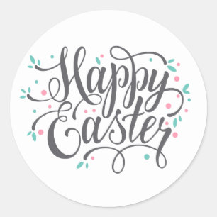 Whimsical Happy Easter Calligraphy Sticker Seal