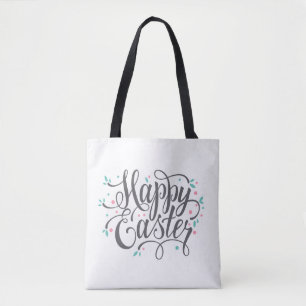 Whimsical Happy Easter Calligraphy   Tote Bag