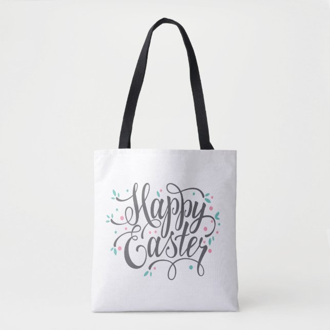 Whimsical Happy Easter Calligraphy | Tote Bag (Front)