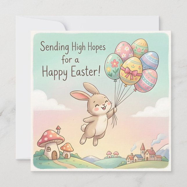 Whimsical Happy Easter Greeting Card (Front)