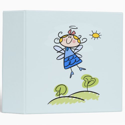 Whimsical Happy Flying Angel Fairy 3 Ring Binder