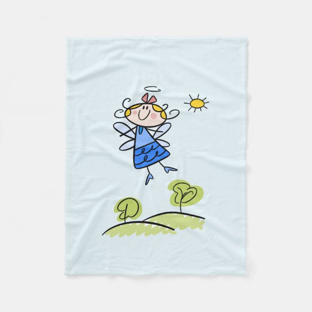 Whimsical Happy Flying Angel Fairy Fleece Blanket (Front)
