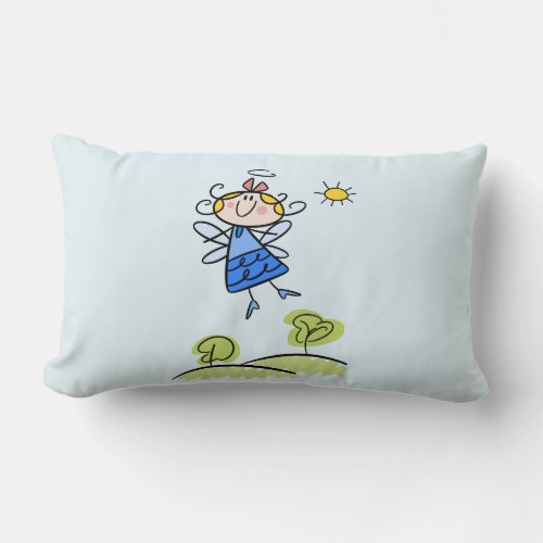 Whimsical Happy Flying Angel Fairy Lumbar Pillow