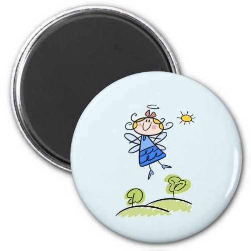 Whimsical Happy Flying Angel Fairy Magnet