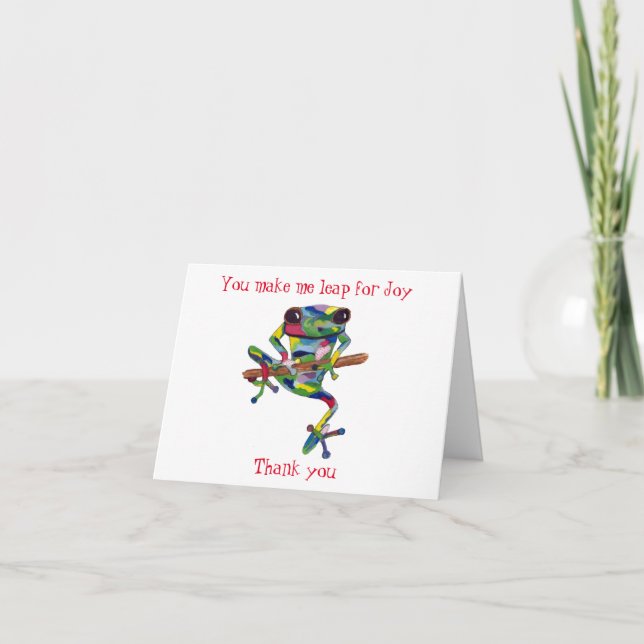Whimsical Happy Frog Thank You Card (Front)