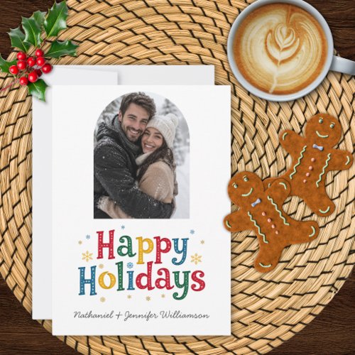 Whimsical Happy Holidays Custom Photo Card