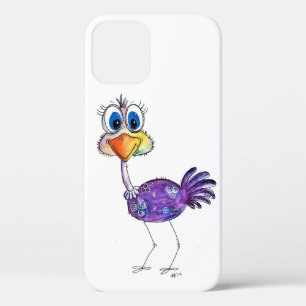 Whimsical Happy Purple Ostrich iPhone 12 Case