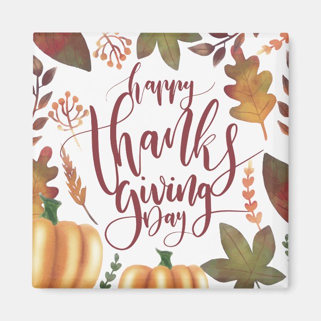 Whimsical Happy Thanksgiving Day | Magnet (Front)