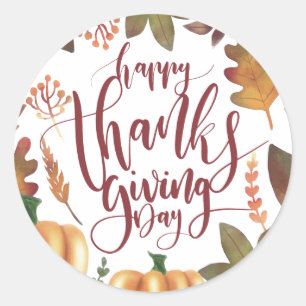 Whimsical Happy Thanksgiving Day Sticker