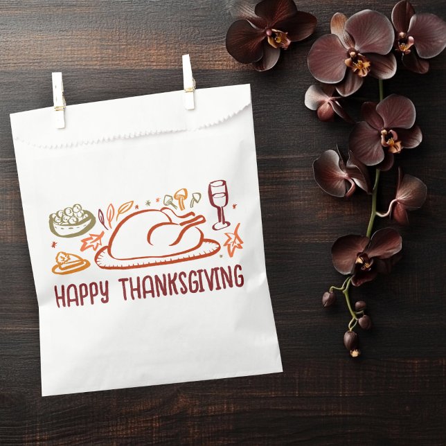 Whimsical Happy Thanksgiving Friendsgiving Custom Favor Bag (Whimsical Happy Thanksgiving Friendsgiving Autumn Holiday Custom Favor Bag
)