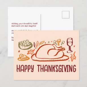 Whimsical Happy Thanksgiving Friendsgiving Custom Postcard
