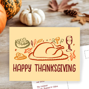 Whimsical Happy Thanksgiving Friendsgiving Custom Postcard