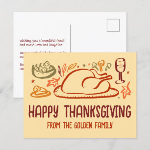 Whimsical Happy Thanksgiving Friendsgiving Custom Postcard