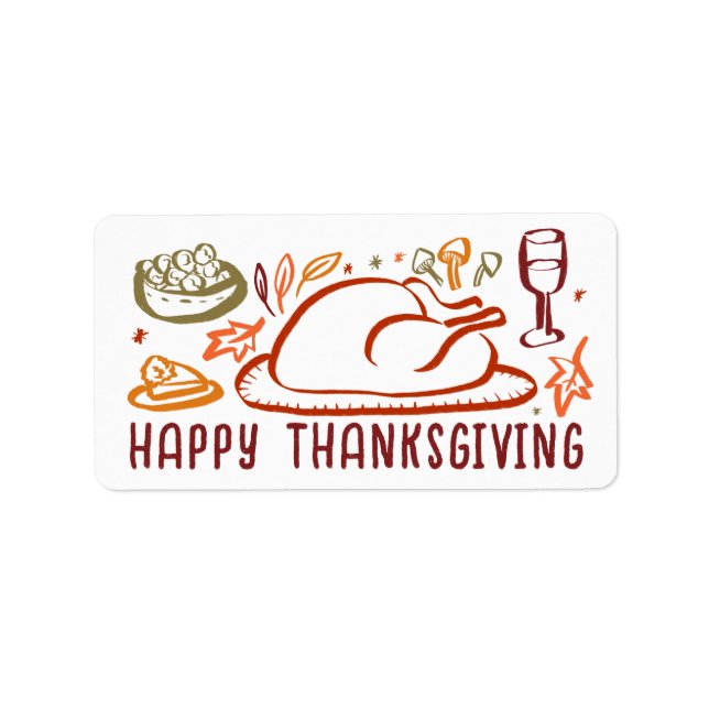 Whimsical Happy Thanksgiving Friendsgiving Sticker (Front)