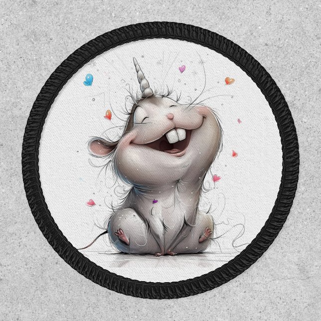 Whimsical Happy Unicorn Mouse Patch (Front)