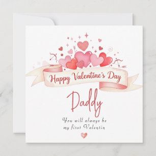 Whimsical Happy Valentine's Day Daddy Greeting Holiday Card