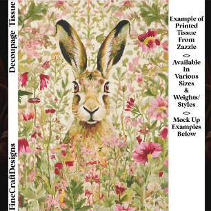Whimsical Hare Among Wildflowers EX7 Decoupage Tissue Paper