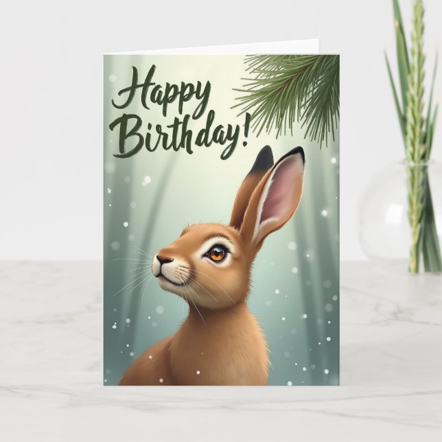 Whimsical Hare Sweet Birthday Card (Front)