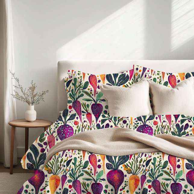 Whimsical Harvest: Vibrant Vegetable Garden Duvet Cover (Creator Uploaded)