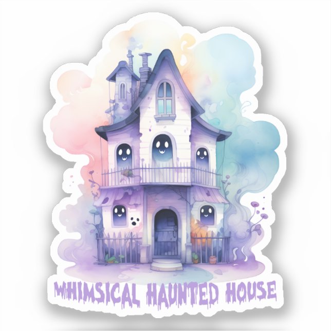 Whimsical Haunted House Sticker (Front)